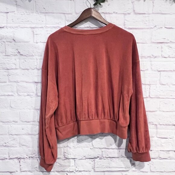 Universal Thread Orange Size XL Women's Textured Fleece Sweatshirt Crew Neck - Picture 2 of 10